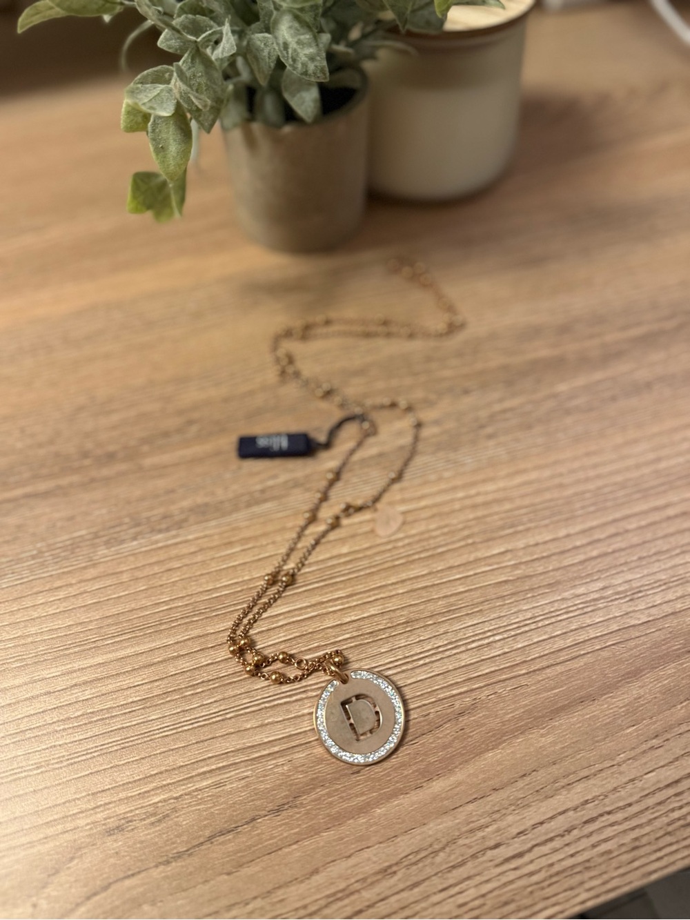 Gold Initial 'D' Circle Pendant Necklace - Women Jewelry